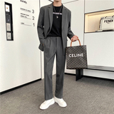 高质量男性西装轻熟风ins英伦宽松条纹休闲西服套装TZ23-P225，男装西服套装，电商C308