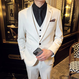 秋冬款英伦韩版修身男士休闲商务西服三件套中灰色SJT830-P265，男装西服，电商C308