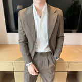 痞雅高级感休闲条纹二粒扣西服+英伦青年九分西裤LJT07-P230，男装西服，电商C308