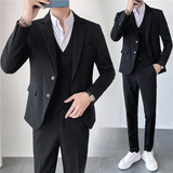 ins轻熟风秋冬韩版修身男士休闲二粒扣纯色西服三件套SJT961-P280，男装西服，电商C308