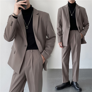 高质量男性西装 轻熟风ins英伦宽松纯色休闲西服二件套TZ25-P225图片