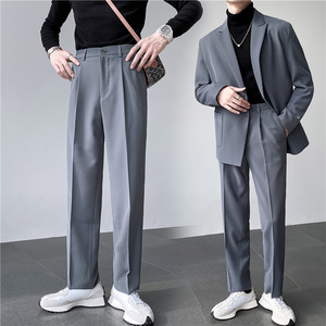 秋冬 ins轻熟风宽松时尚休闲西裤 阔版男士纯色直筒长裤 K27-P75，男装西裤，电商C308