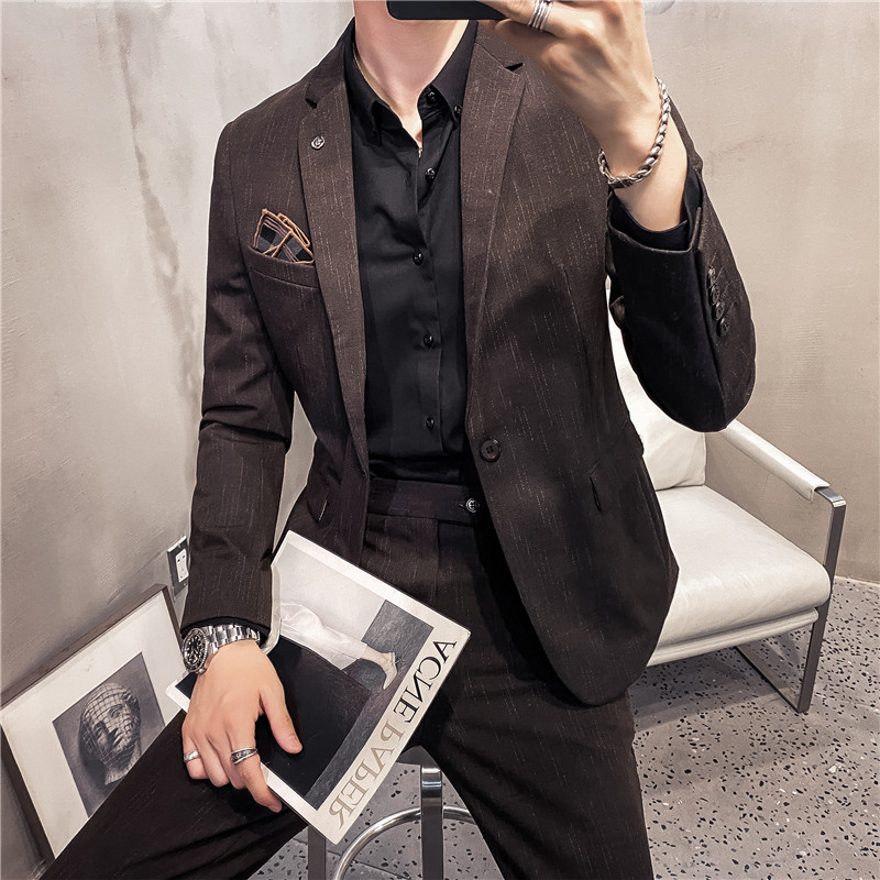 20秋冬款英伦韩版时尚修身商务男士西服套装LJT937-P210，男装西服套装，电商C308