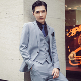 秋冬高品质韩版修身纯色男士西服三件套新郎西服套装SJT955-P265，男装西服套装，电商C308
