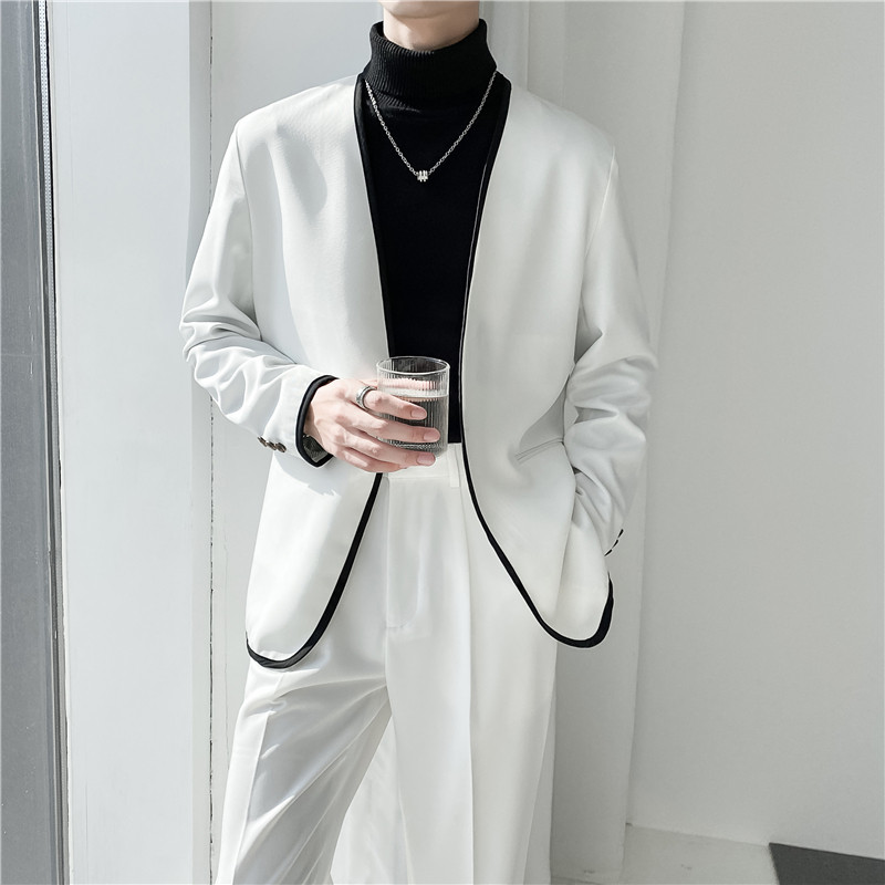 轻熟风ins英伦纯色西服套装 阔版宽松休闲小西装 TZ27包边-P225图片