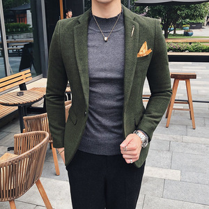 秋冬款韩版高端呢料修身西服外套英伦型男休闲西装X60-P155,黑发西装搭配图片