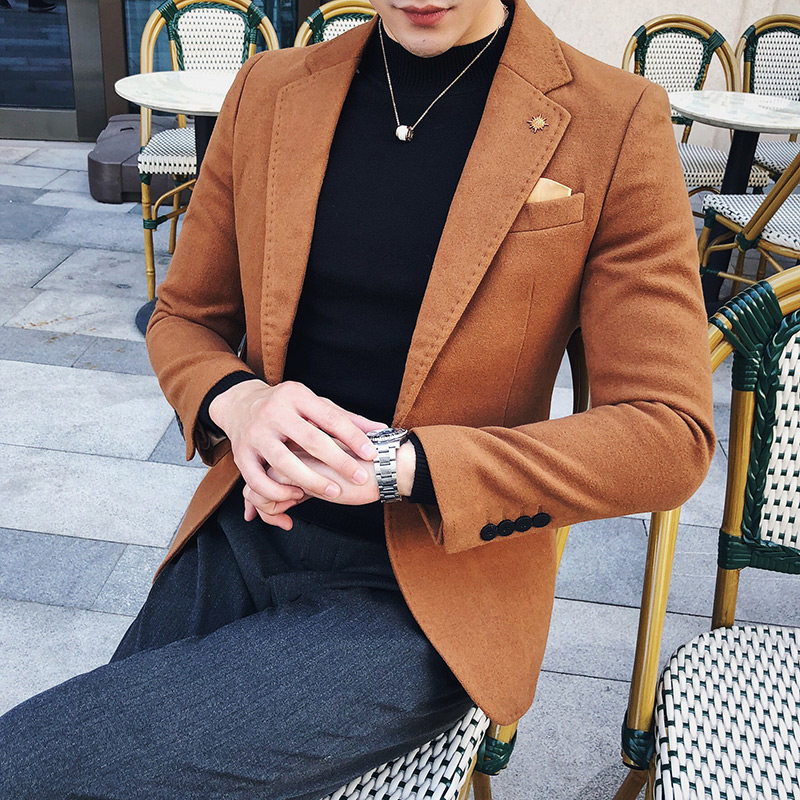 秋冬新款英伦高端呢料休闲西服男韩版修身西装外套X113-特P125，男装西服套装，电商C308