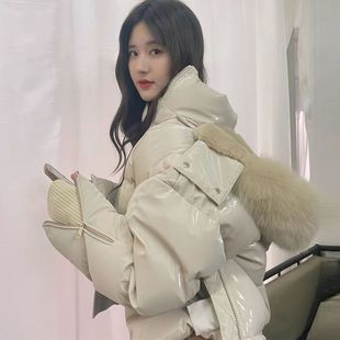 大毛领可拆卸亚光亮面免洗加厚显瘦羽绒外套女 赵露思同款 冬季 新款