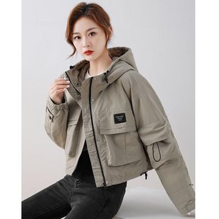 2024冬季新款短款工装羽绒服女款秋冬新款冲锋户外防风保暖外套潮