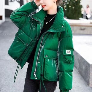 欧货亮面免洗羽绒棉服女短款2025冬季小个子韩版潮流面包服加外套