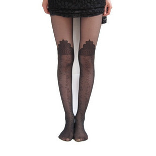 浪莎包芯丝连裤袜子 夏季薄 女提花加裆黑丝袜8774K