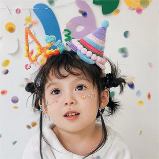 扭扭棒发箍生日装饰场景布置儿童生日帽男女孩聚餐派对拍照道具