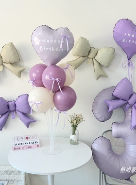 儿童生日氛围布置紫色系宝宝气球女孩派对装饰拍照背景墙家庭道具