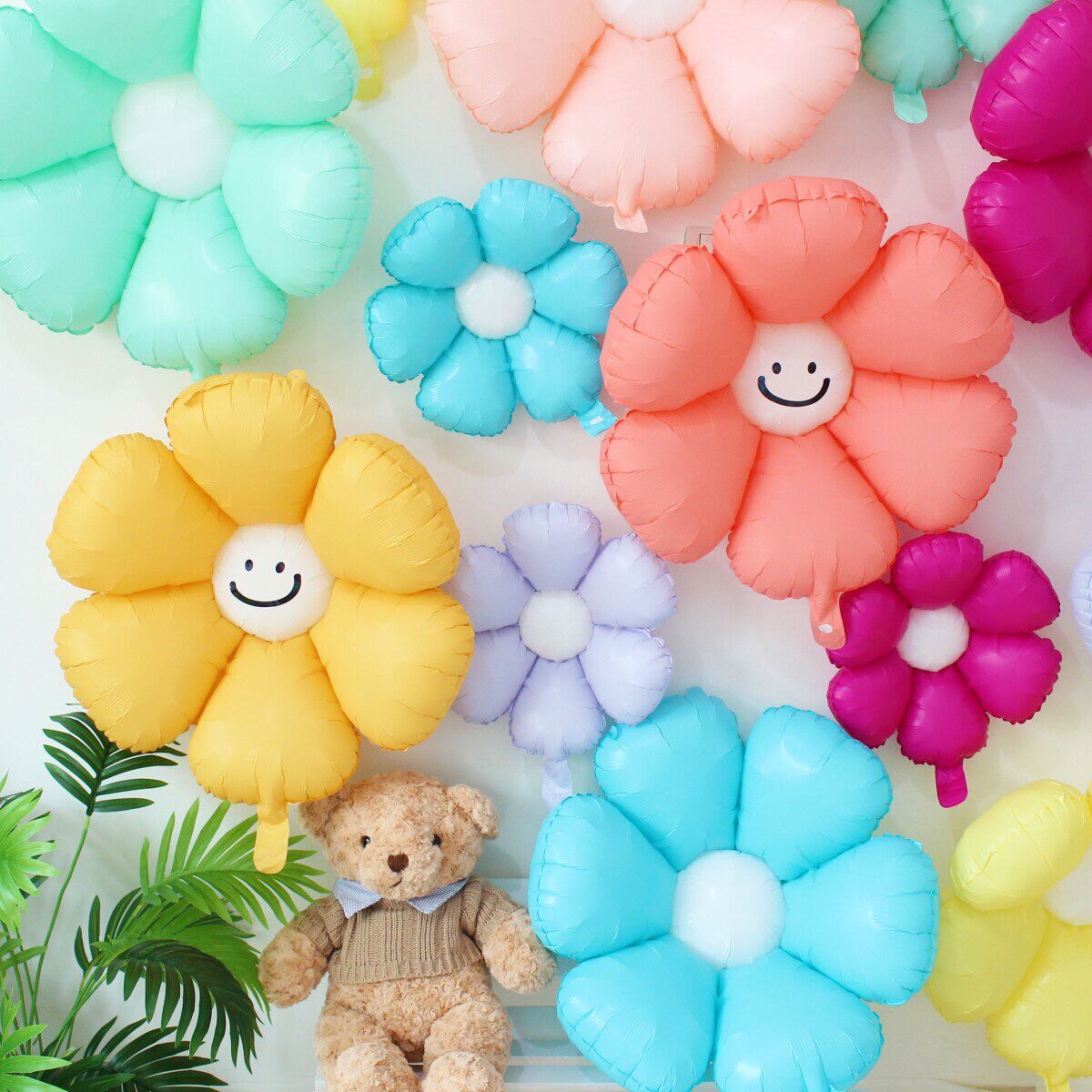 大号白色雏菊太阳花朵铝膜气球韩国ins儿童生日派对装饰拍照道具