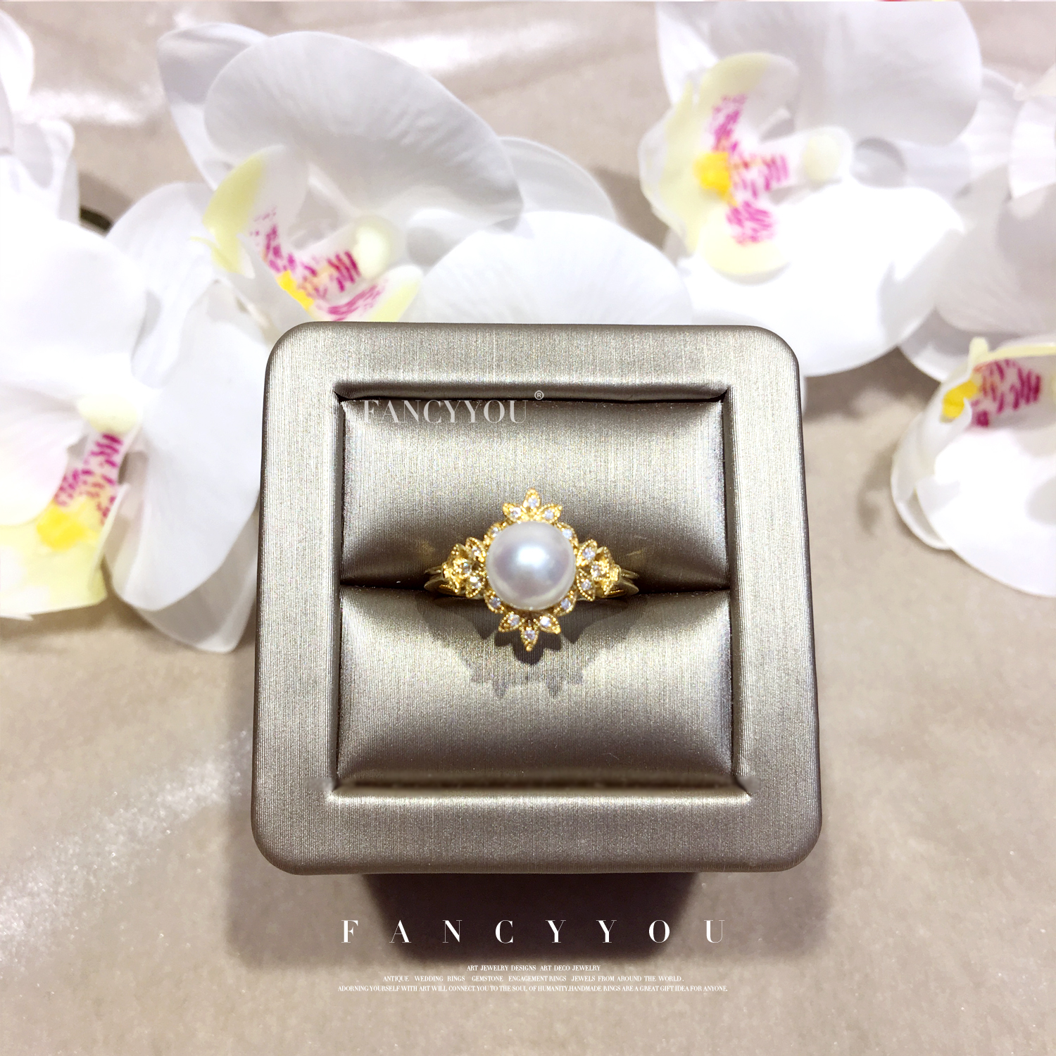 FANCYYOU-巴洛克艺术日本海水珍珠独立设计师手工戒指钻石18k金