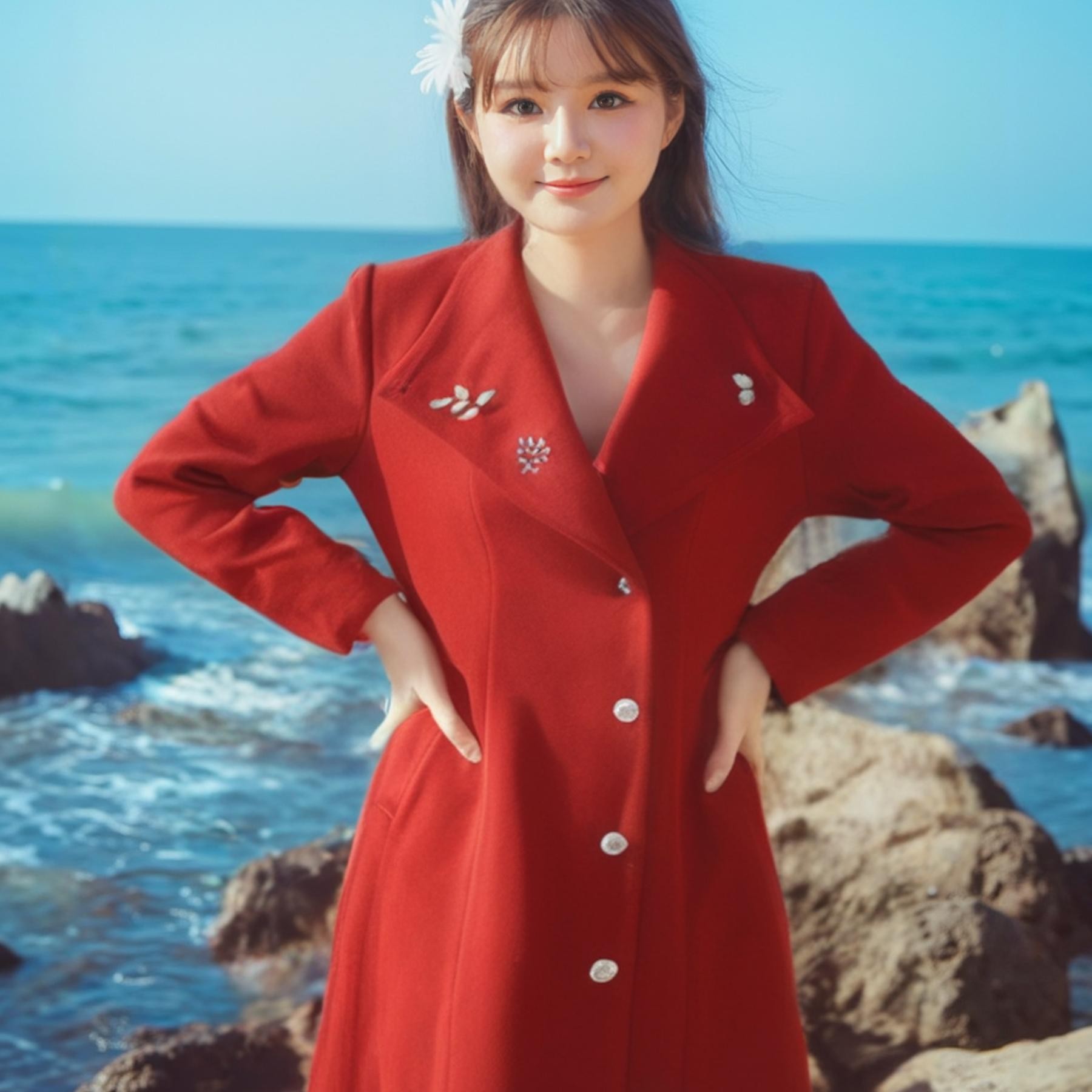 大码女装通勤显瘦减龄红色呢大衣2025冬季新款胖MM中长款毛呢外套