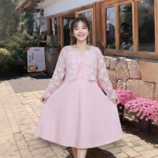 女装 胖MM盘花开衫 时尚 2026春季 搭配吊带裙两件套洋气 套装 轻奢大码