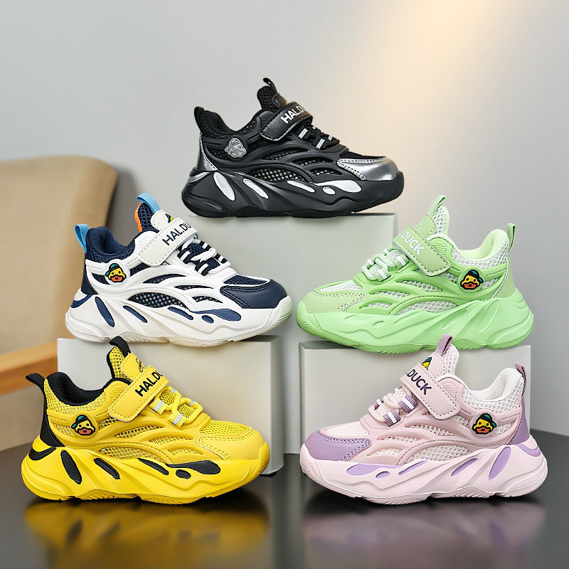 小黄鸭单网夏季透气运动鞋男女童机能鞋软底防滑学生跑步休闲鞋子