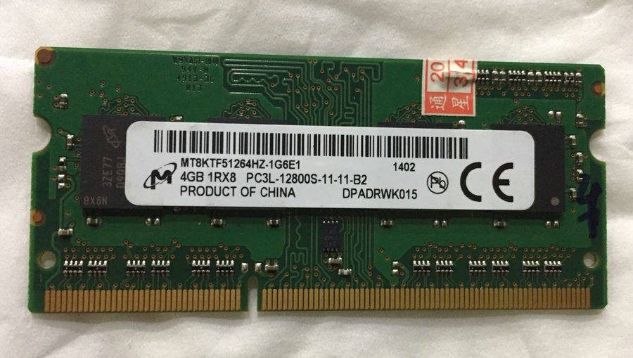 镁光 DDR3L 1600 4G 1R*8 PC3L-12800S 低压笔记本内存