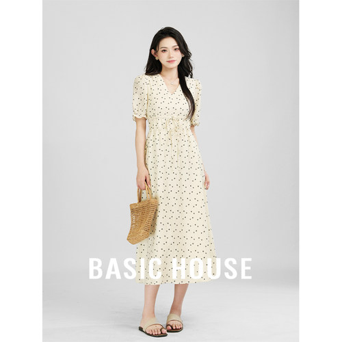 Basic House/百家好 法式波点连衣裙女夏高级感miu系减龄气质裙子