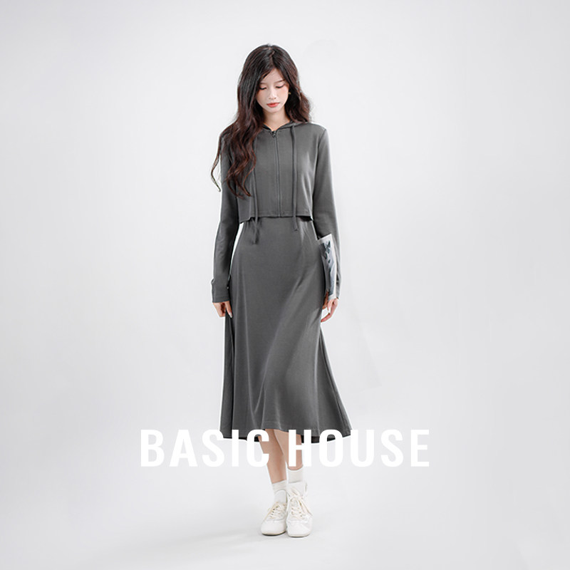 Basic House/百家好连帽卫衣两件套装裙女装夏季2026新款时尚通勤