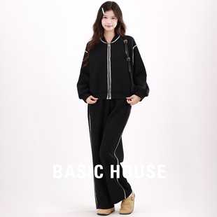Basic House/百家好休闲通勤百搭时尚套装女装春季运动卫衣两件套