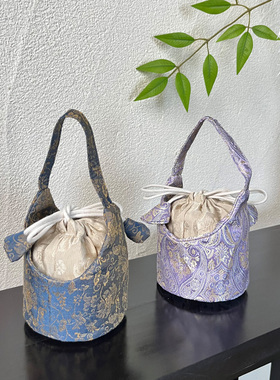 知初 织锦手提茶事包茶具收纳茶壶茶杯加厚便携旅行茶艺收纳布包