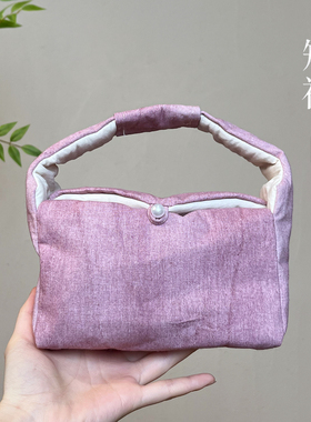 知初紫色织锦布艺茶事包女士专用茶具一壶二杯收纳包茶道配件