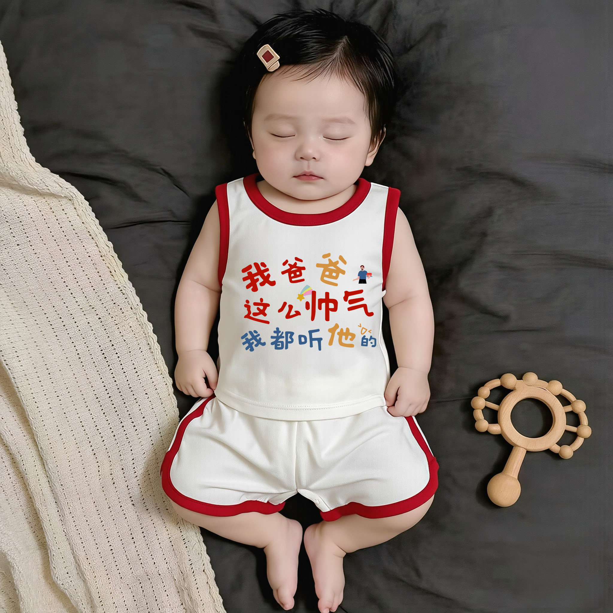 纯棉背心男童套装夏季两件套新款休闲宝宝运动无袖卡通两件套服潮