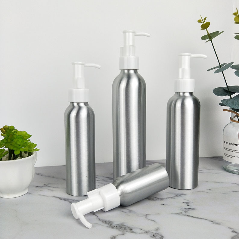 30-100-250-500ml铝瓶油压泵卸妆油泵头精华乳液免洗手液分装瓶