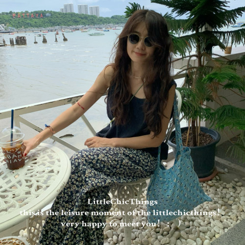慵懒雾蓝小碎花单肩斜挎包