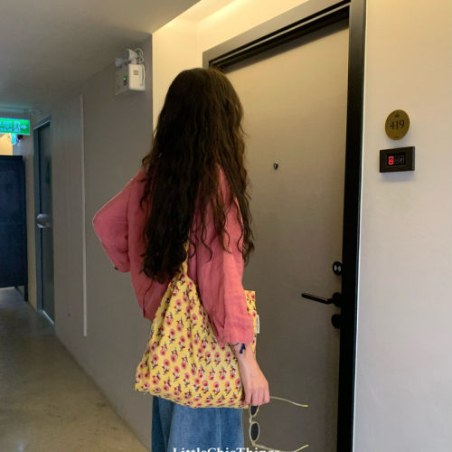 黄色小红花氛围感通勤单肩斜挎包