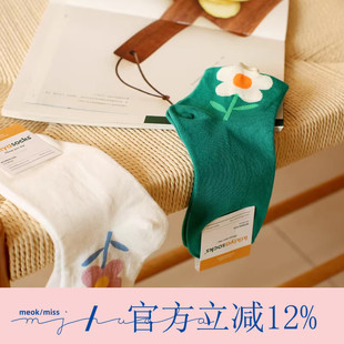 外贸货春夏季 小花纯棉袜子女可爱吸汗透气低帮短筒袜 ins潮时尚