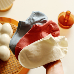 无骨缝合夏季 彩色糖果色休闲低帮船袜学生运动防滑纯棉短袜子女