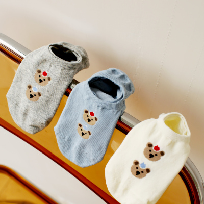 米吉诺拉 ~夏季无骨薄款卡通小熊头女透气低帮浅口船袜纯棉袜子女