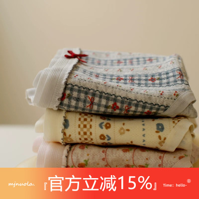 日系碎花95%纯棉少女性感内裤