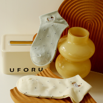 米吉诺拉无骨夏季可爱卡通腊肠狗萌趣袜子女生ins纯棉透气短筒袜