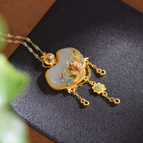 天然和田玉项链女款时尚个性小众高级感礼物送女友搭配旗袍0194