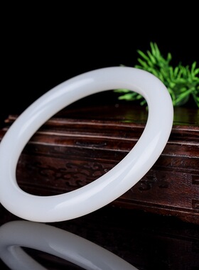 阿富汗白玉圆条手镯直播货源