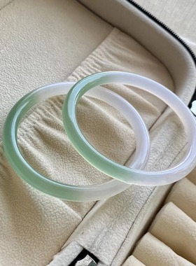 玉髓半山半水油青色手镯远山黛