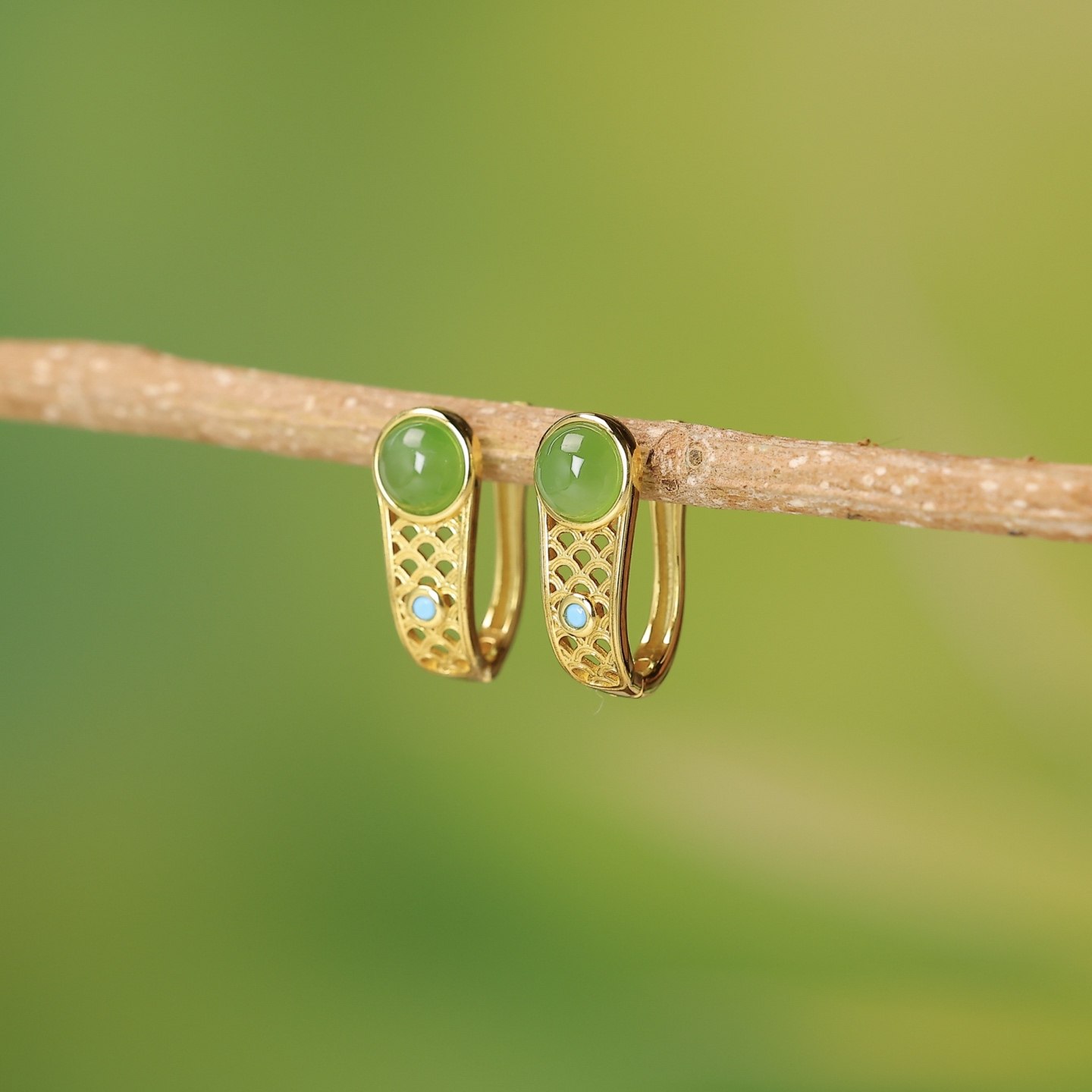 S925银镶嵌和田碧玉耳扣耳坠,珠宝/钻石/翡翠,耳饰,淘宝优惠券,粉丝福利购,淘宝优惠卷