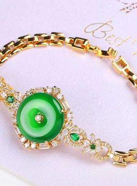925绿玉髓平安扣手表手链