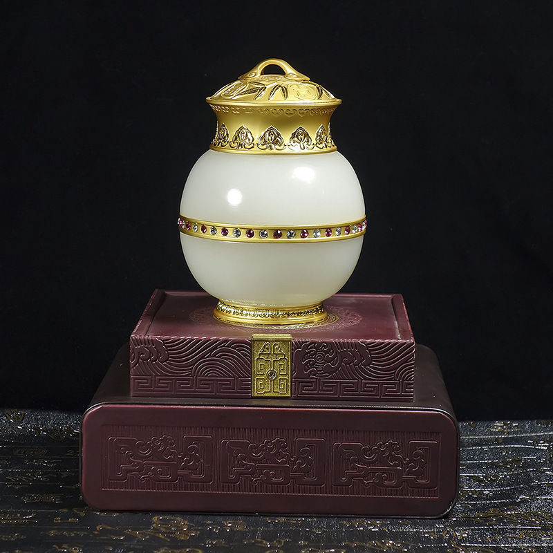 2022年新品送礼高档储藏罐天然茶叶罐阿富汗白玉茶叶储存罐