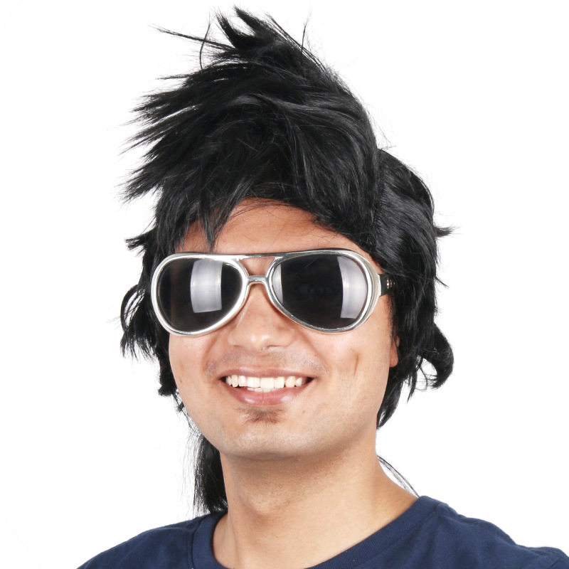 鸡冠头款式假发节日头套男生杀马特发型影视表演拍摄假发直发乱发