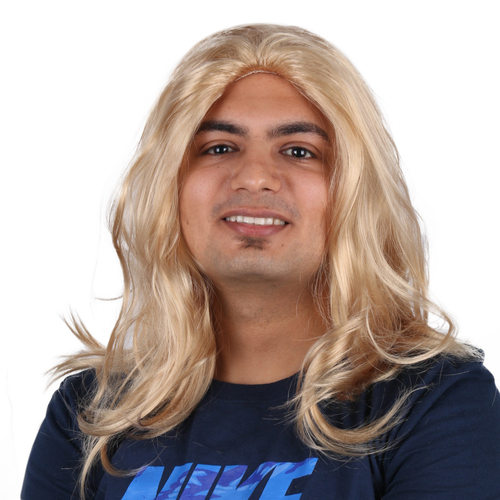 金色齐肩假发卷发男生影视拍摄