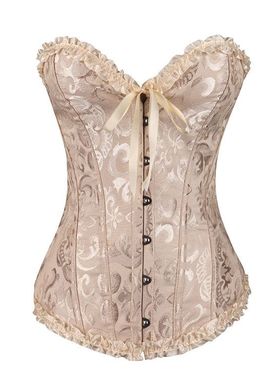 提花塑身上衣胶骨束身衣钢扣收腹托胸紧身胸衣 Overbust Corset