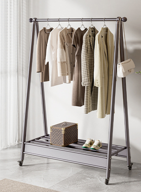 卧室挂衣架家用移动落地晾衣架室内衣帽架晚上房间挂衣服的架子