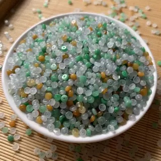 九鱼福天然缅甸翡翠散珠三彩算盘珠DIY手链项链付款链接 私拍无效