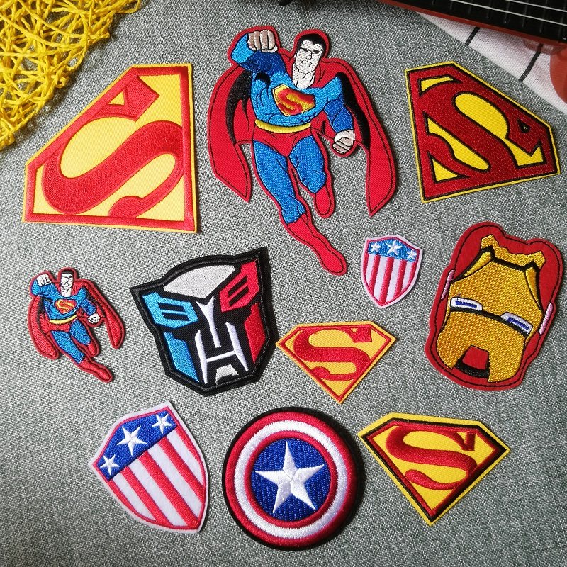 diy辅料百搭卡通时尚刺绣装饰衣服补丁徽章超人标志熨烫缝制布贴