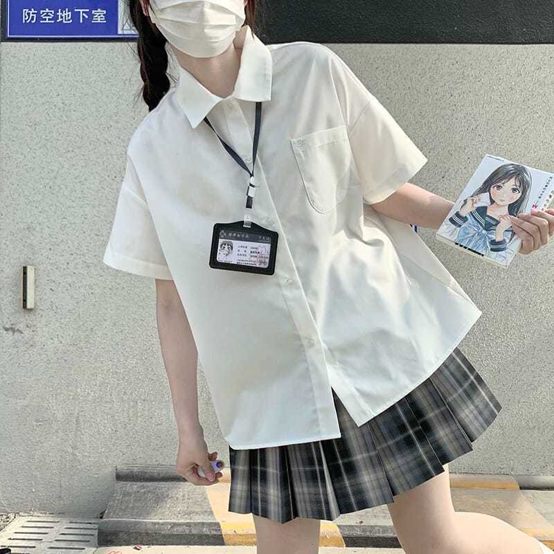 宽松百搭短袖自制减龄气质JK制服夏季学生蝴蝶结设计感女毕业班服